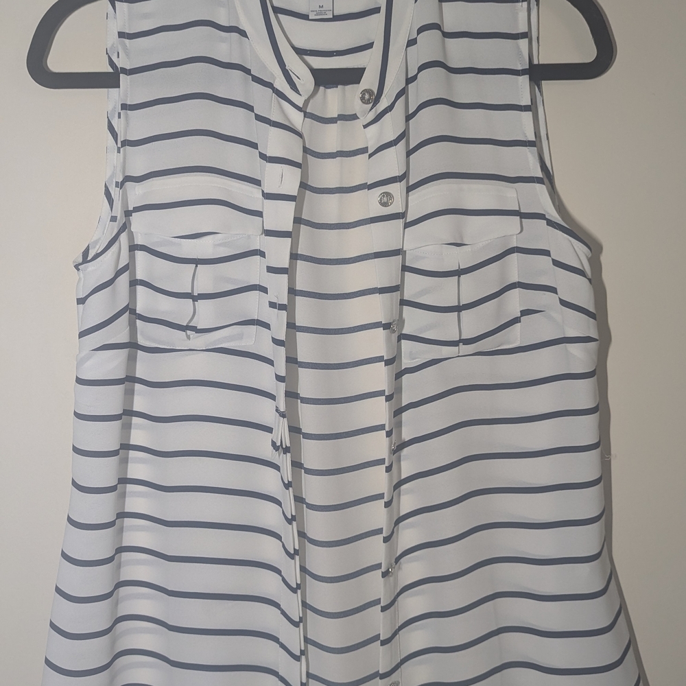 Nautica Black and White Striped Blouse - Picture 3 of 6